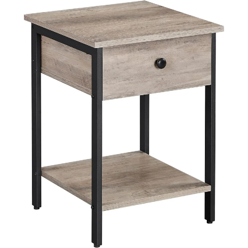 Nightstand, End Table, Side Table with Drawer 15.7"D x 15.7"W x 21.7"H