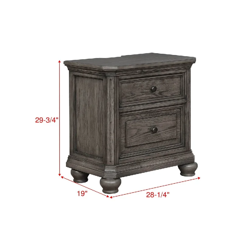 Nightstand End Table with Built-in USB Charger Port with 2 Drawers