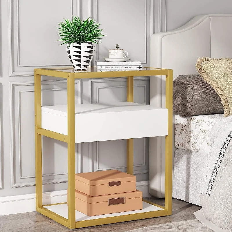 Nightstand Tall Side Table, Modern Simple Style End Table 15.7"D x 19.6"W x 27.5"H