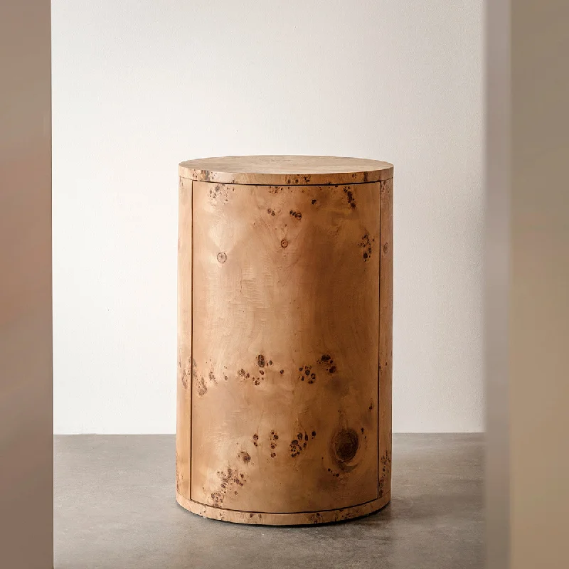 Vernier Round Burl Side Table (Left)