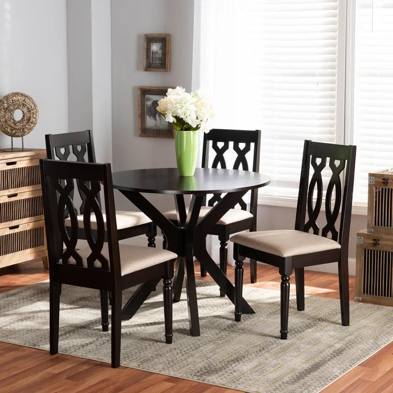 Solid Wood Top Pedestal Dining Set