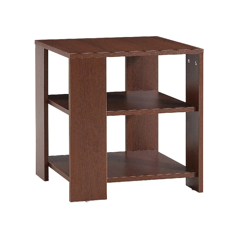 Square Side Table Entry Table Corner Table, Simple Display Cabinet with Two Layers of Open Shelves for Living Room Office