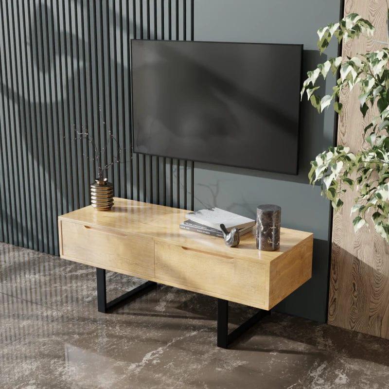 Thomas TV Unit with Drawers in Small Size in Wooden Texture