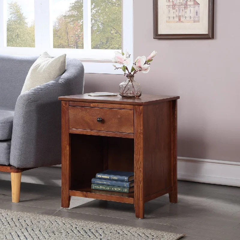 Traditional Design Solid Wood Nightstand ,1 Drawer , Can be Used for a Nightstand or End Table