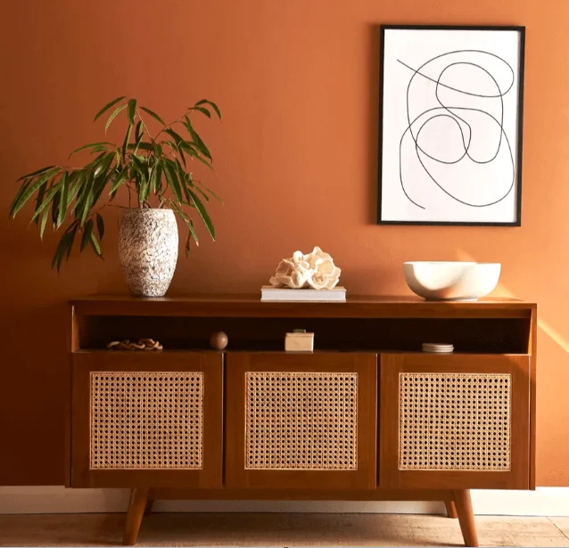 WOOD & RATTAN TV UNIT