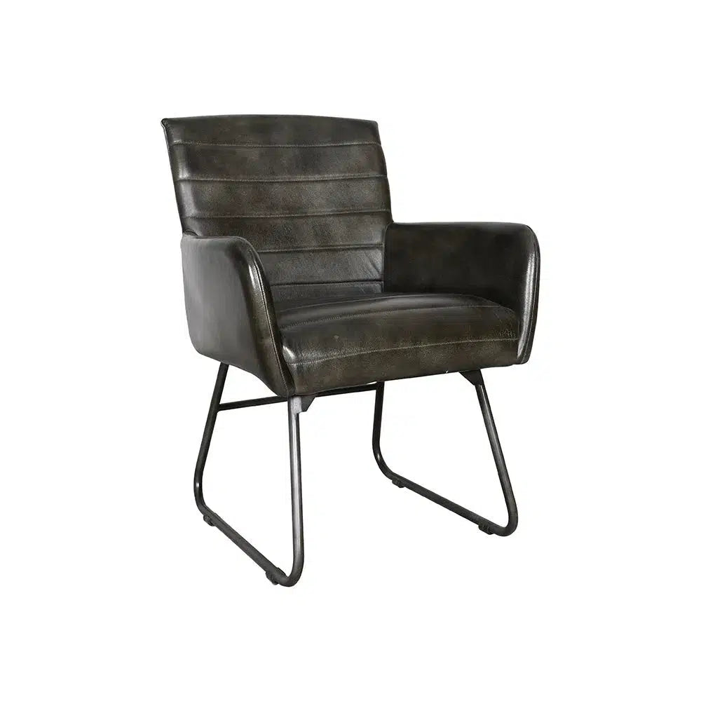 Ezra Leather Chair - Charcoal