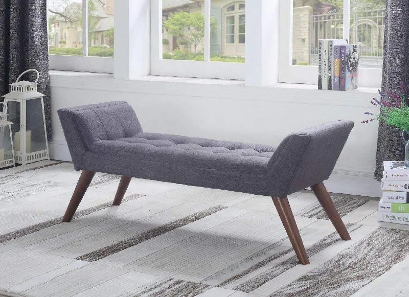 Grey Fabric Bench With Heads