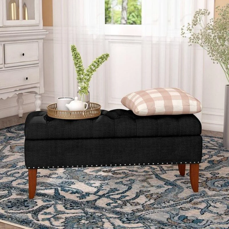 Mortensen Upholstered Flip Top Storage Bench