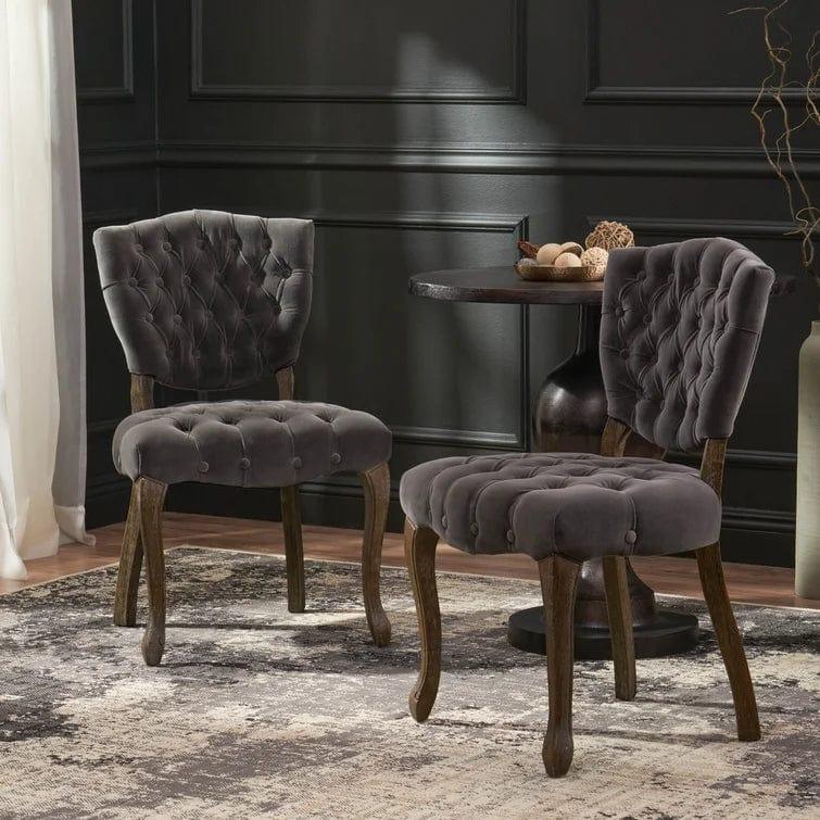 Richard Tufted Velvet Parsons Chair (Set of 2)