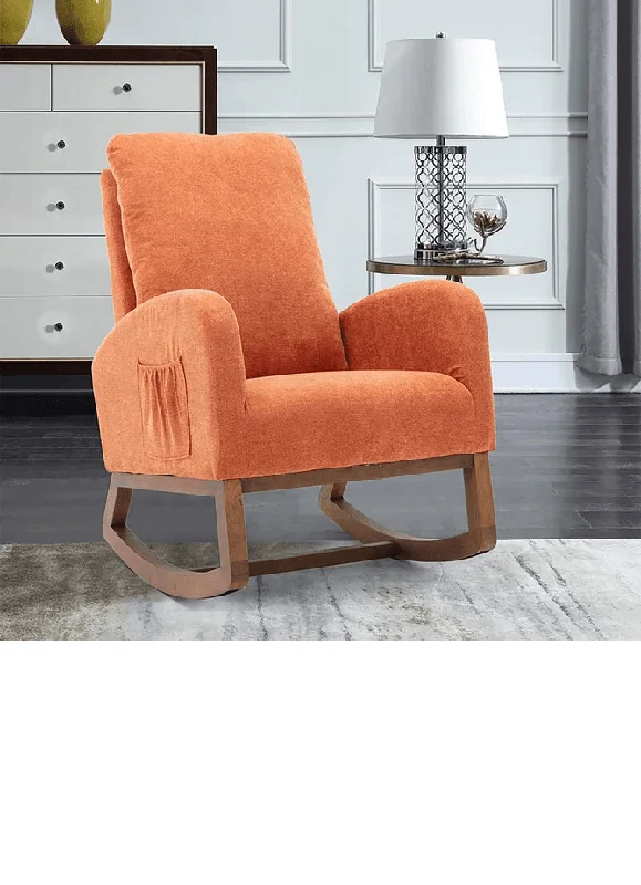 Wooden Glider Rocking Chair (Orange)