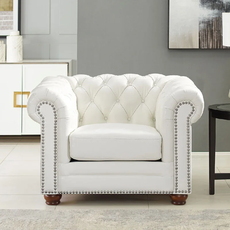 Aliso - Leather Chair - Cream White