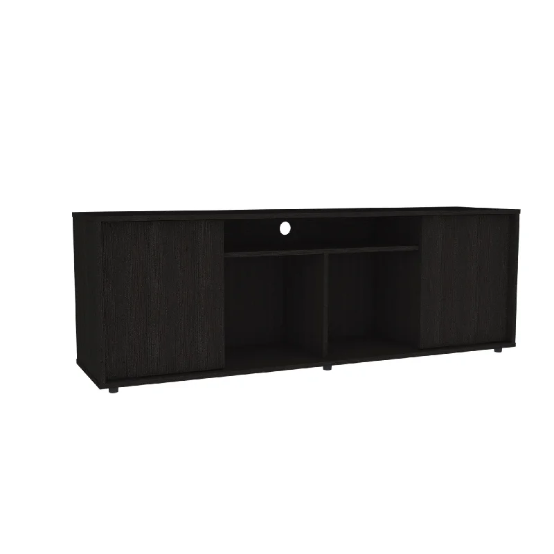 Cabinet Enclosed Storage TV Stand - Brown / Black