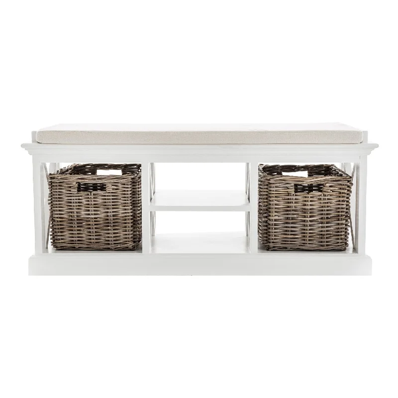 Classic Bench And Basket Set - White