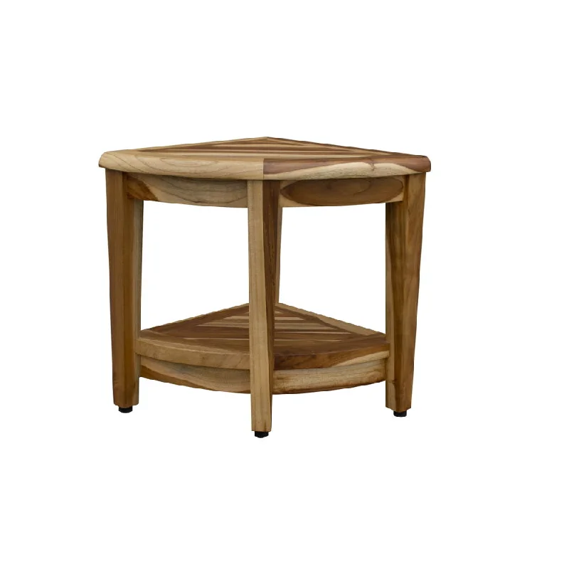 Corner Shower Bench With Shelf - Natural Teak