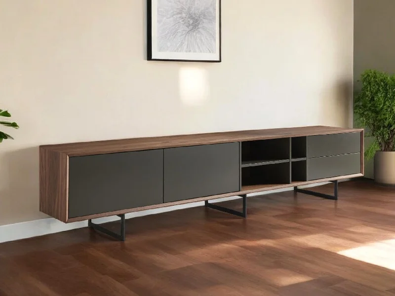 Open Shelving TV Stand - Gray