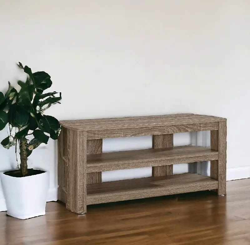 Open Shelving Wooden TV Stand - Deep Taupe