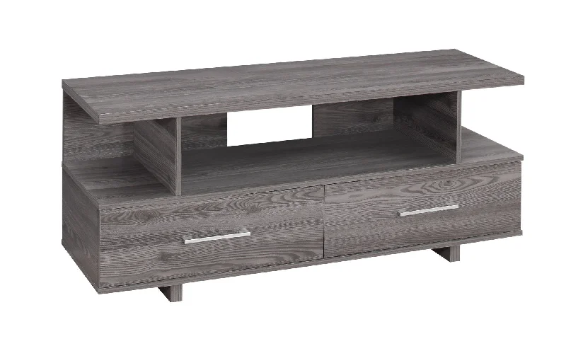 Particle Board And Laminate TV Stand With 2 Storage Drawers - Gray