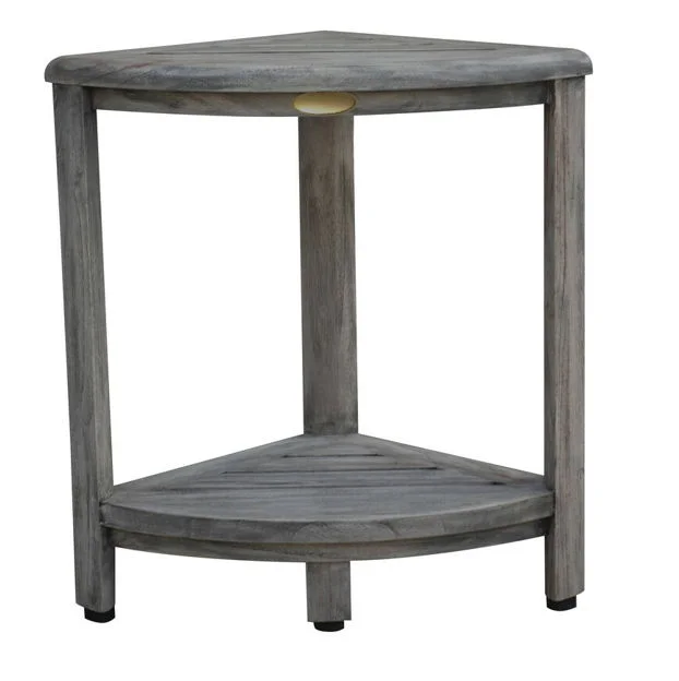 Teak Corner Shower Bench - Antiqued Gray