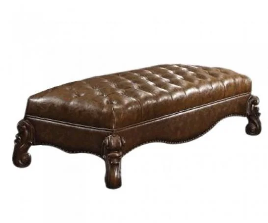 Upholstered Faux Leather Bench - Brown