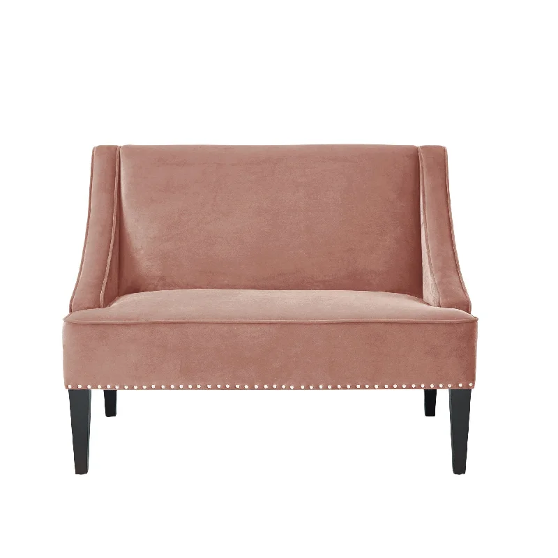 Upholstered Velvet Bench - Blush / Brown