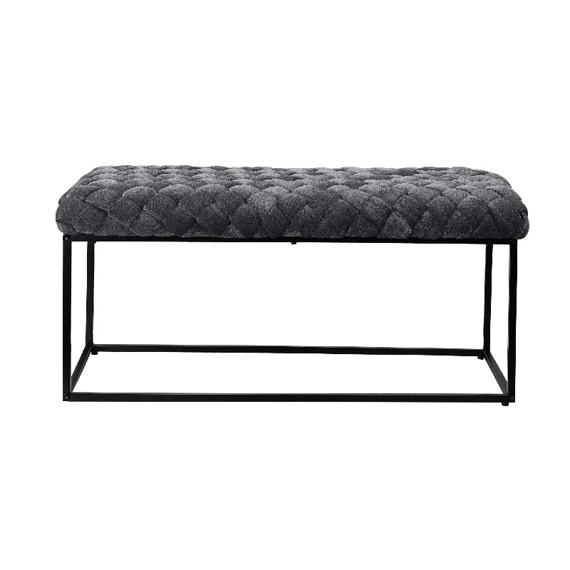 Upholstered Velvet Bench - Gray / Black