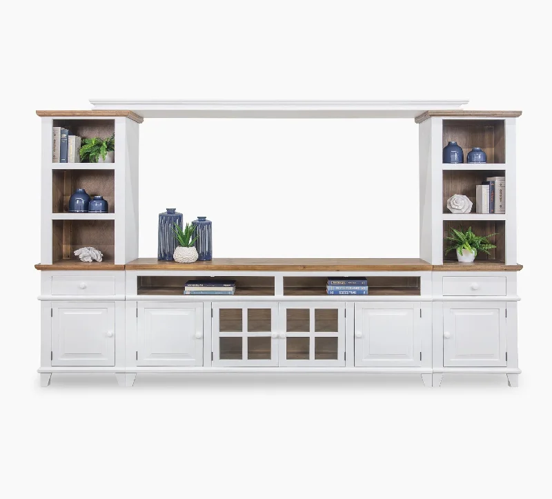 Miramar White 4 Piece Wall Unit with 80" TV Console